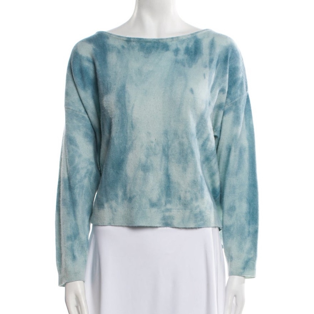 🌎 White + Warren Blue Tie-Dye Sweater Sz:XXL